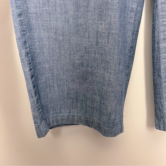 J by J. Crew Chambray Cotton Tie Waist Wide Leg Cropped Lightweight Pants 8 - Picture 8 of 14
